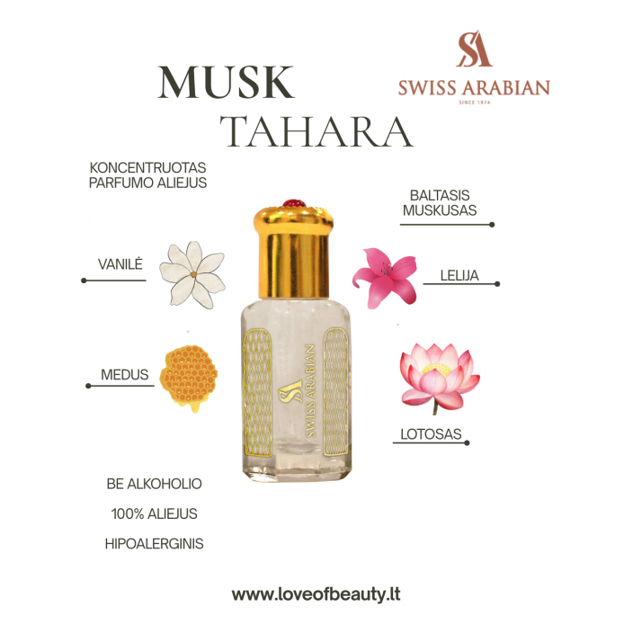 Swiss Arabian koncentruotas parfumo aliejus MUSK TAHARA, 12 ML
